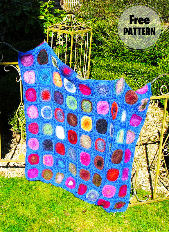 Sunny Granny Square Crochet Blanket Free Pattern (2)