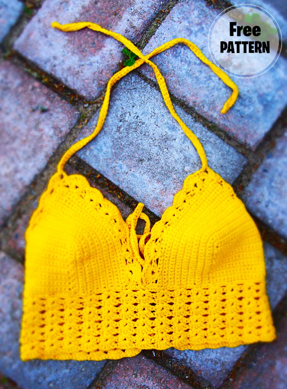 Yellow Bikini Halter Crochet Top Free Pattern