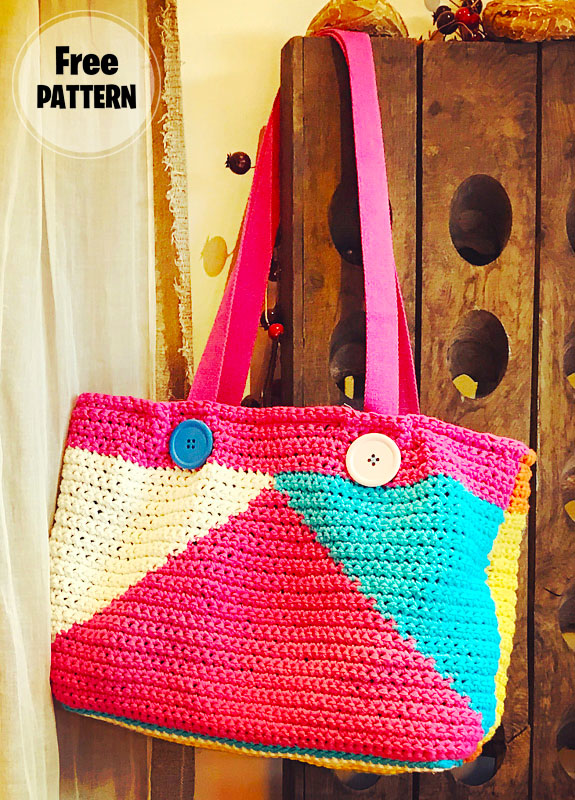 Crochet Bag with Buttons for Beach Free Pattern (2)