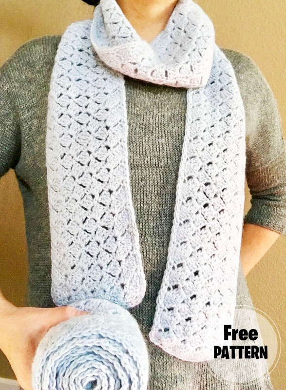 Crochet Grey Spring Free Scarf Pattern (1)