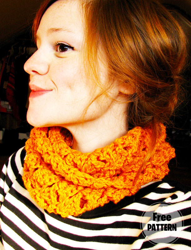 Orange Lace Crochet Scarf Free Pattern (1)