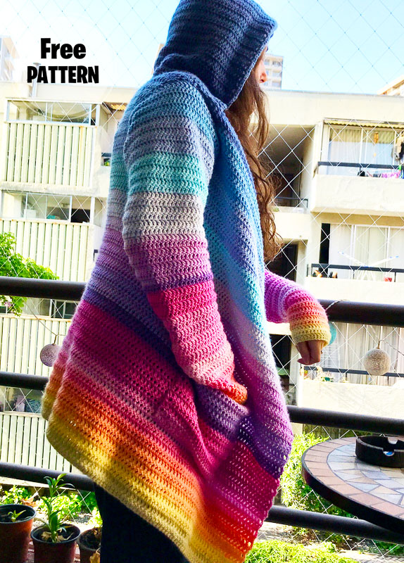 Rainbow Crochet Remix Cardigan Free Pattern