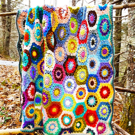 Rainbow Hexagon Crochet Free Blanket Pattern (1)