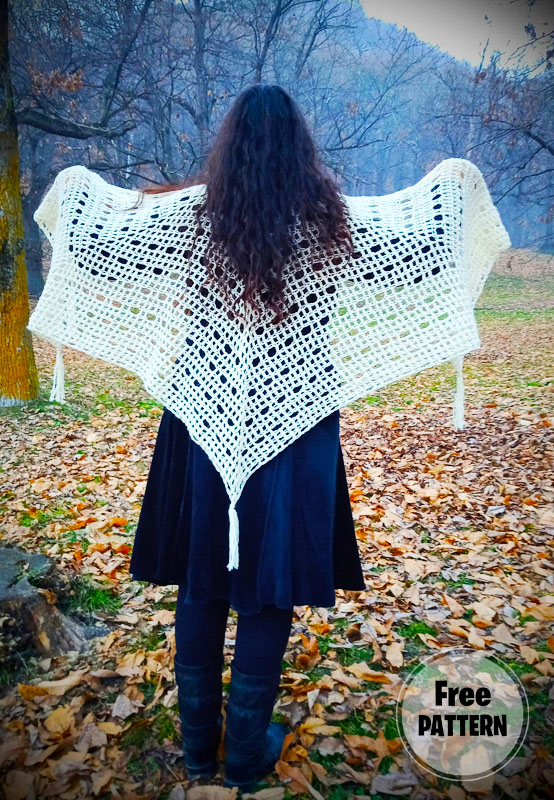 White Lace Crochet Shawl Free Pattern (1)