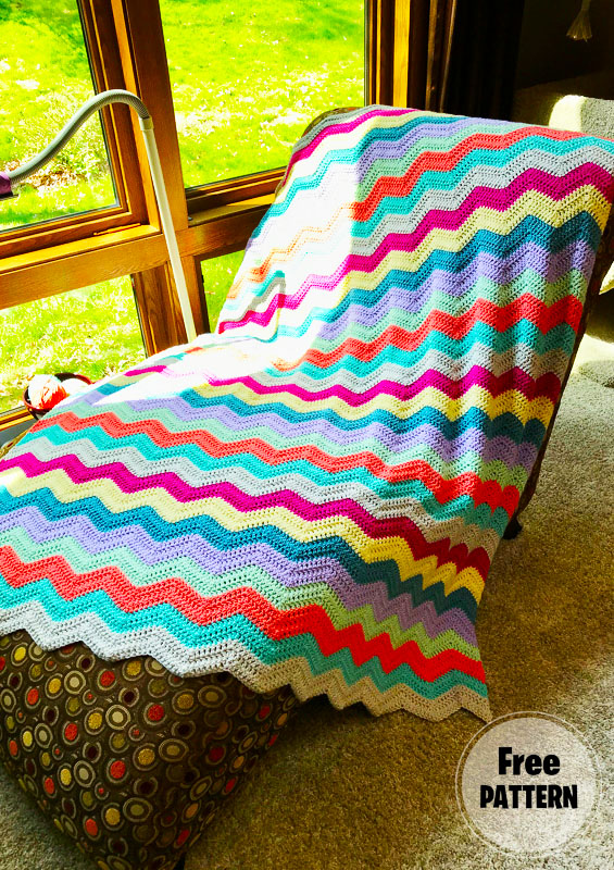 Easy Afghan Ripple Crochet Blanket Free Pattern (2)