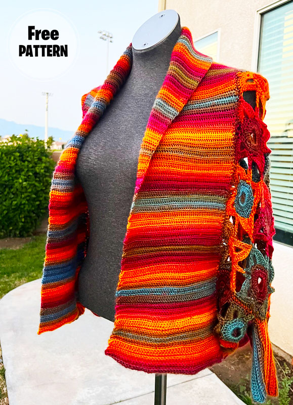 Easy Colorful Crochet Cardigan Free Pattern (2)