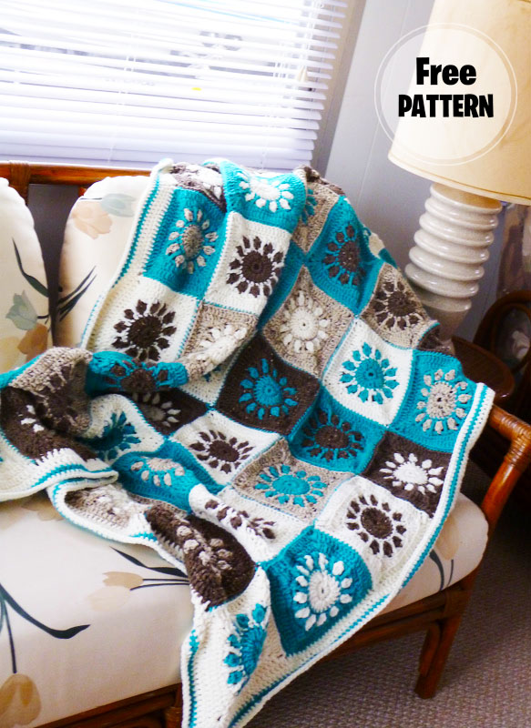 Square Sunset Crochet Blanket Free Pattern (1)