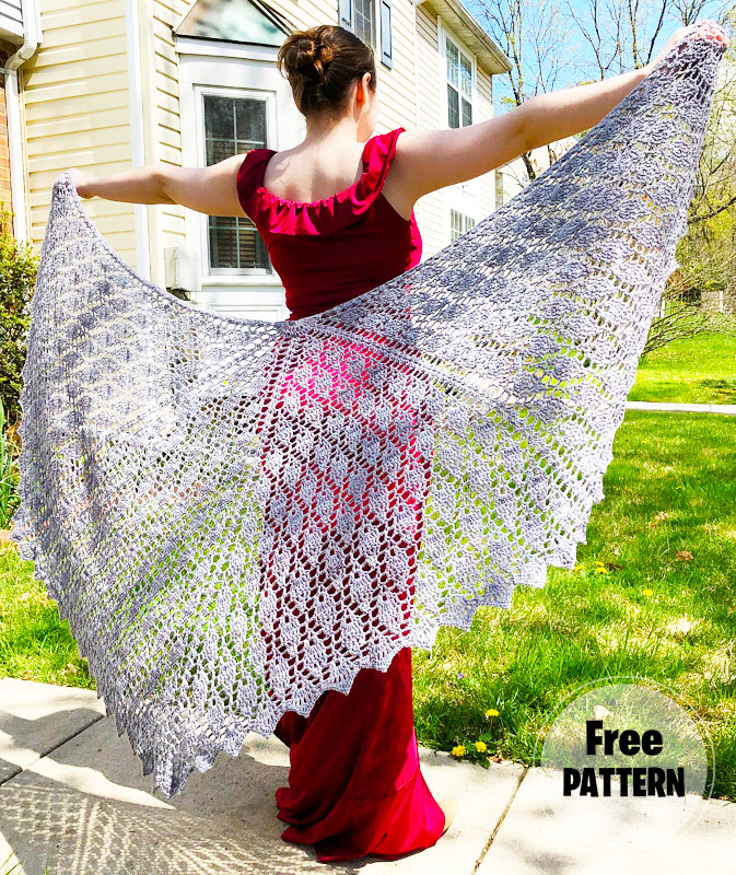 Tree Leaf Shawl Free Crochet Pattern (1)