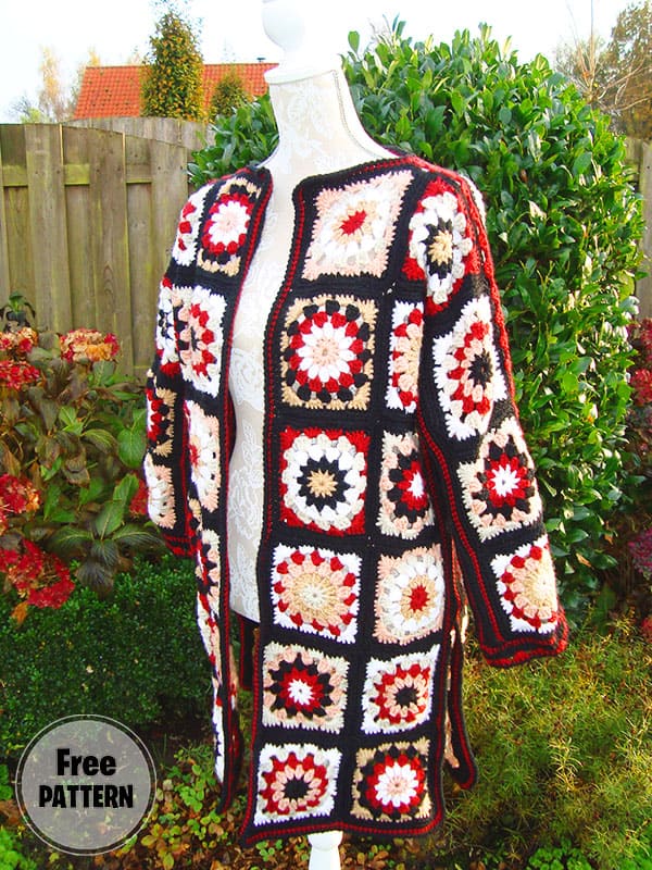 Cardigan Crochet Granny Stitch Free Pattern
