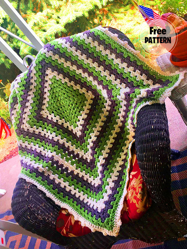 Green Square Crochet Baby Blanket Pattern Free PDF
