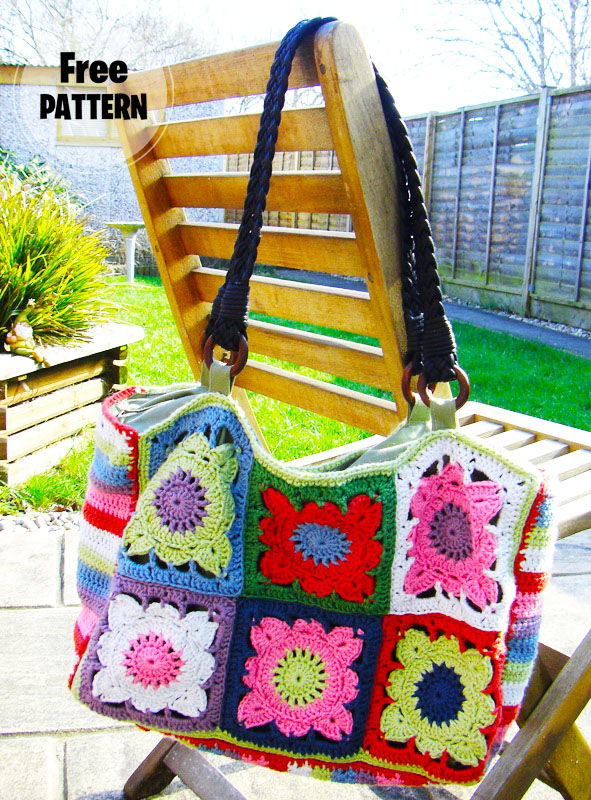 Larger Than Granny Square Crochet Beach Bag Free Pattern (1)