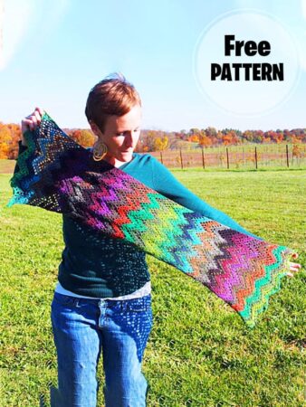Rainbow Chevron Free Crochet Shawl Pattern