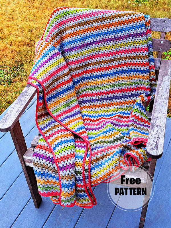 Rainbow Crochet Granny Blanket Free Pattern