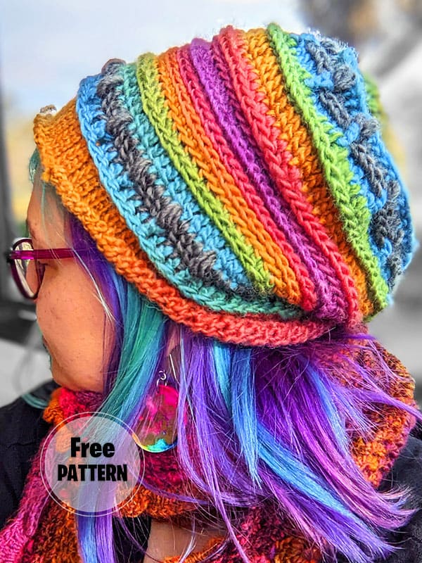 Rainbow Crochet Slouchy Hat Pattern Free