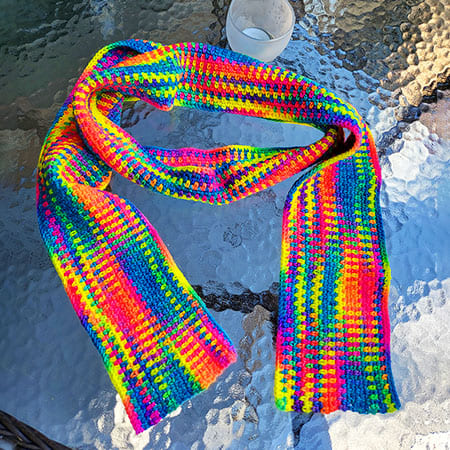 Rainbow Linen Easy Crochet Scarf Pattern Free PDF