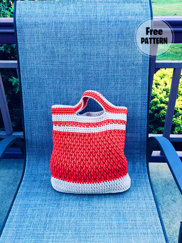 Red Brickwork Free Crochet Beach Bag Pattern