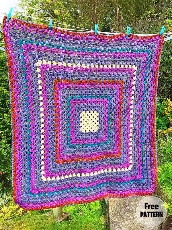 Endless Crochet Blanket Granny Square Free Pattern