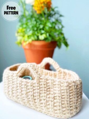 Linen Stash Crochet Rectangle Basket Free Pattern