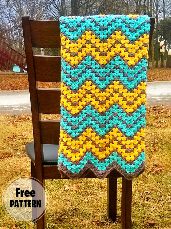 Square Dot Waves Free Crochet Pattern For Baby Blanket