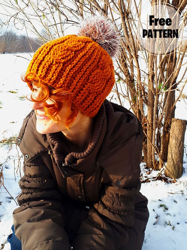 Twisted Winter Hat Orange Crochet Free Pattern 