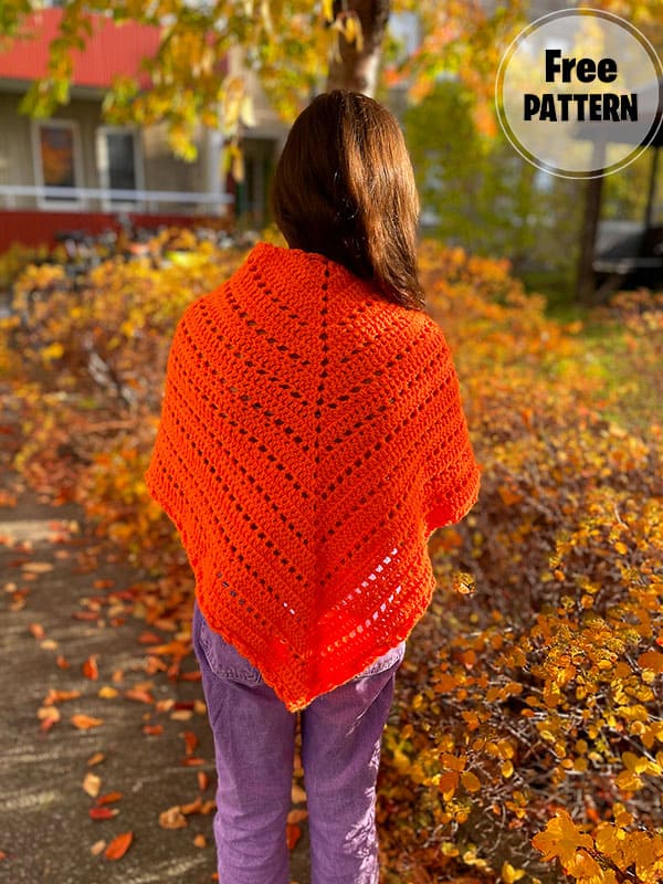 Autumn Leaf Free Crochet Pattern Triangle Shawl 