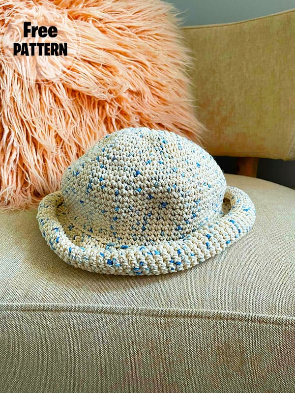Blue Spotted Free Pattern Crochet Bucket Hat