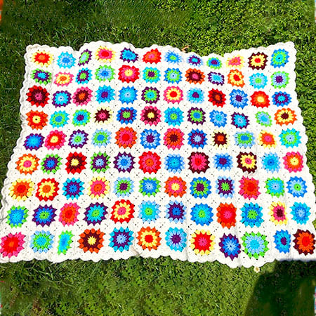 Colourful Sun Blanket Free Crochet Pattern Granny Square