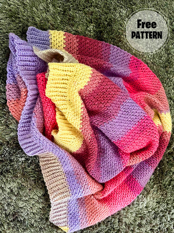 Cute Colors Linen Easy Baby Blanket Crochet Free Pattern