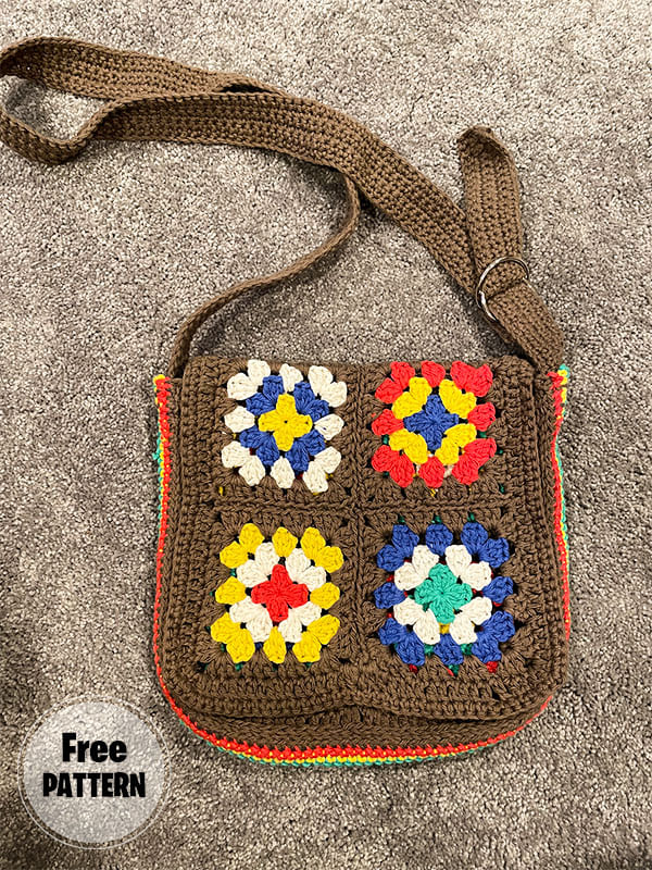 Granny Square School Bag Crochet Free Pattern