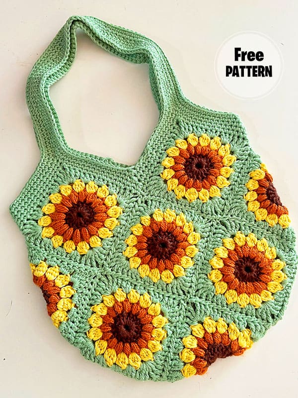 Granny Sunflower Free Crochet Tote Bag Pattern