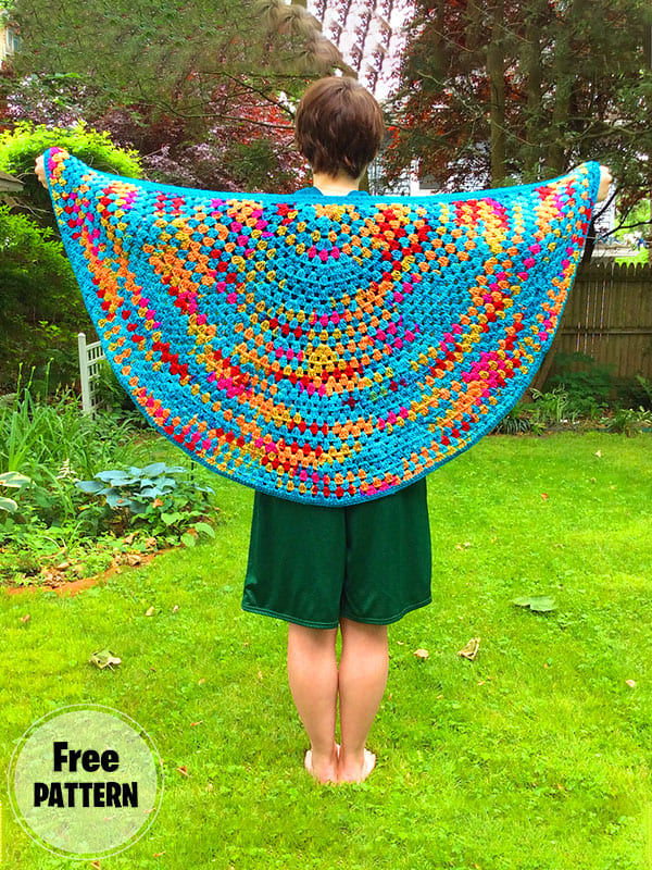 Half Circle Easy Shawl Free Crochet Pattern
