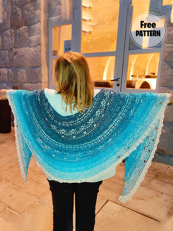 Love Of Blue Free Crochet Half Circle Shawl Pattern
