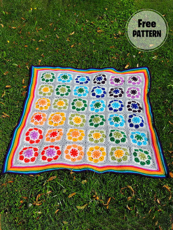 Rainbow Quick And Easy Crochet Blanket Free Pattern