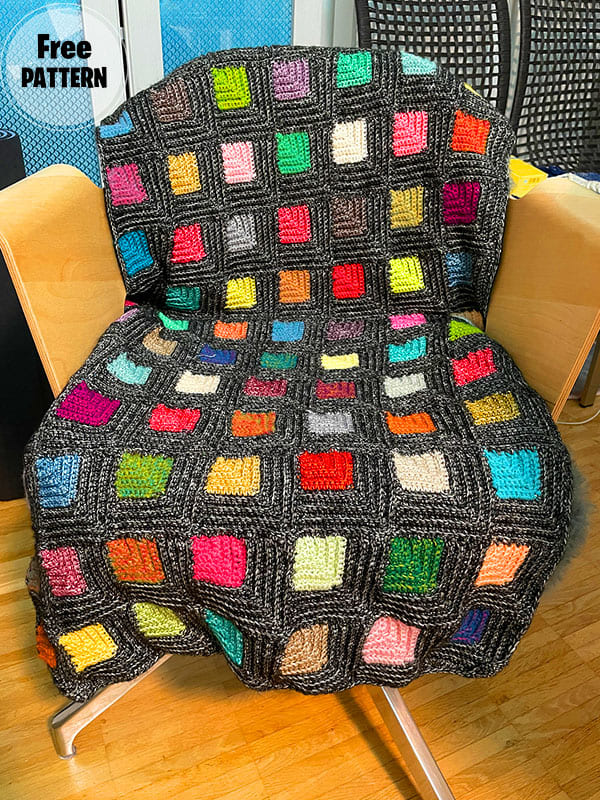 Recurrent Square Modern Free Crochet Blanket Pattern