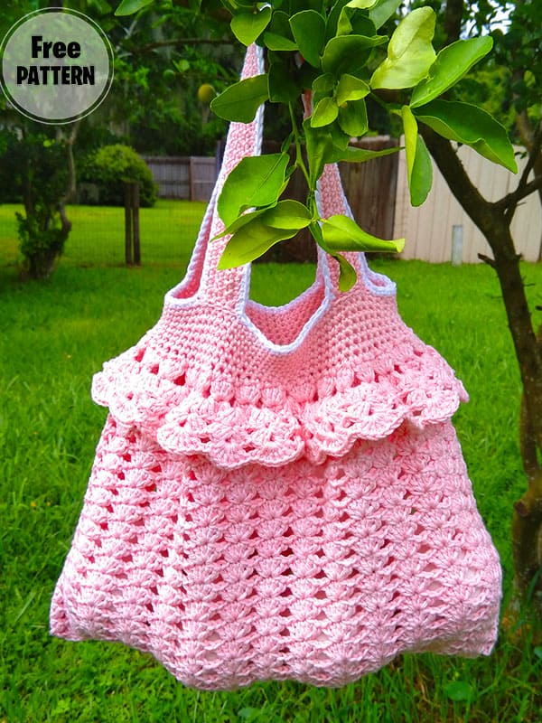 Cherry Blossom Free Tote Bag Crochet Pattern