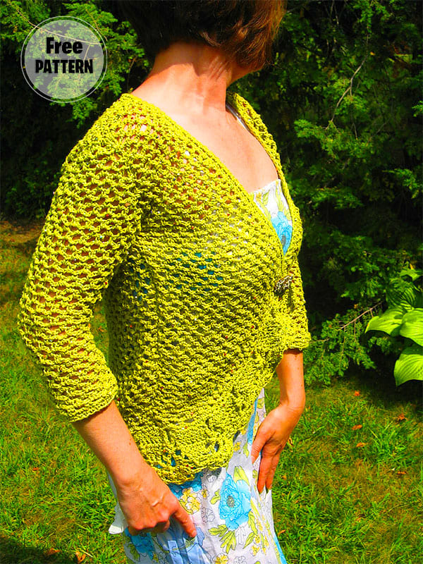 Light Green Bolero Lacy Cardigan Free Crochet Pattern 