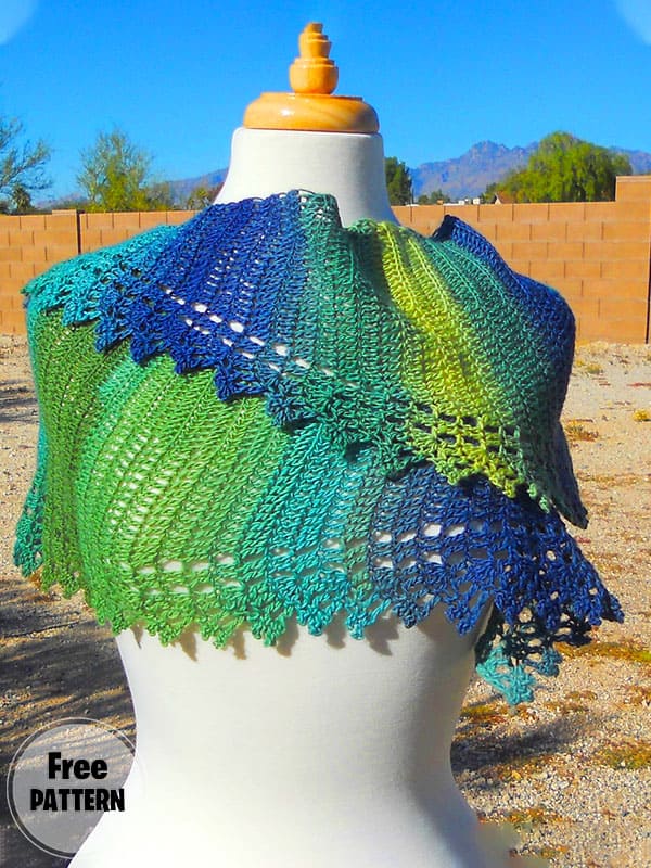 Tricolor Crescent Shawl Free Spring Crochet Pattern PDF