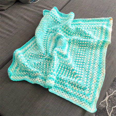 Turquoise Square Easy Baby Blanket Crochet Pattern Free