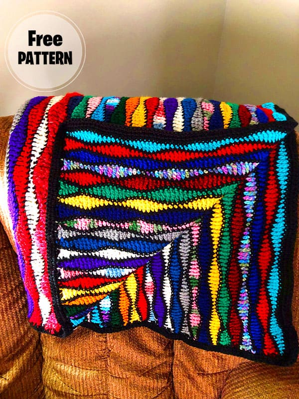 Wavy Colors Afghan Blanket Free Crochet Pattern