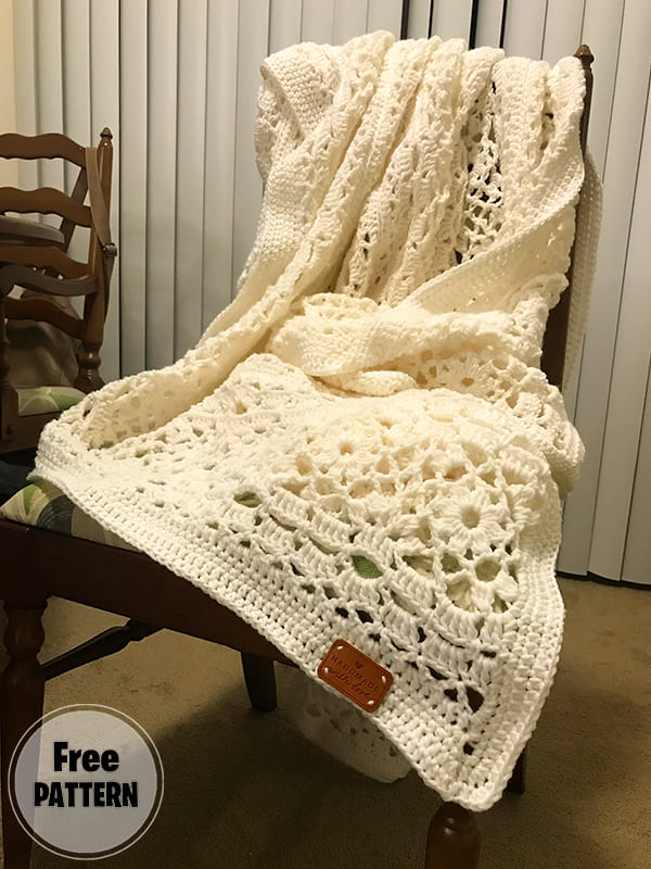 Flower Lace Easy Crochet Blanket Pattern Free 