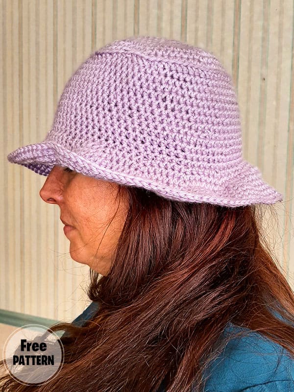 Lilac Free Crochet Bucket Hat Pattern For Adults