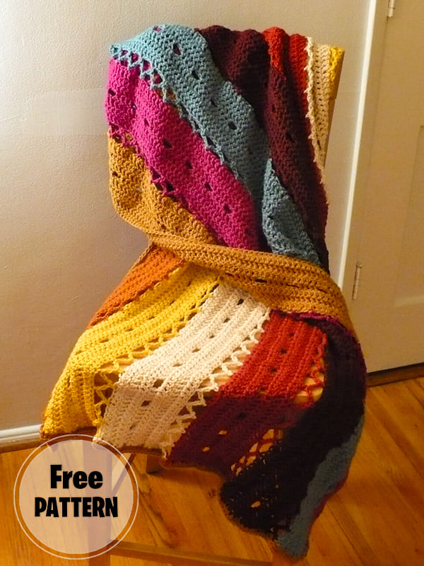 Rainbow Eyelet Strip Free Crochet Blanket Pattern