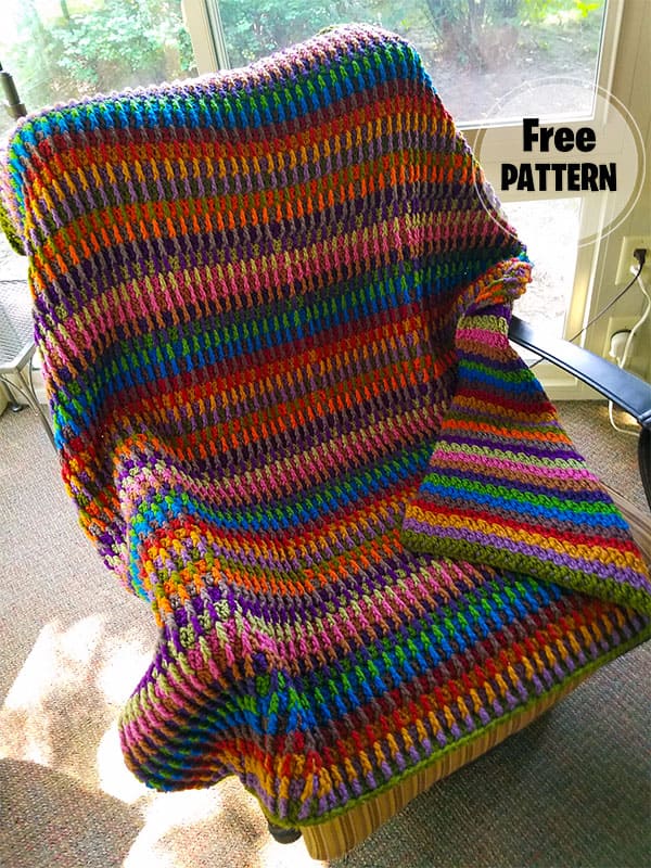 Rainbow Stripes Easy Baby Blanket Crochet Pattern Free 