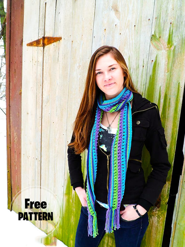 Small and Large Triangles Free Crochet Scarf Beginner Pattern