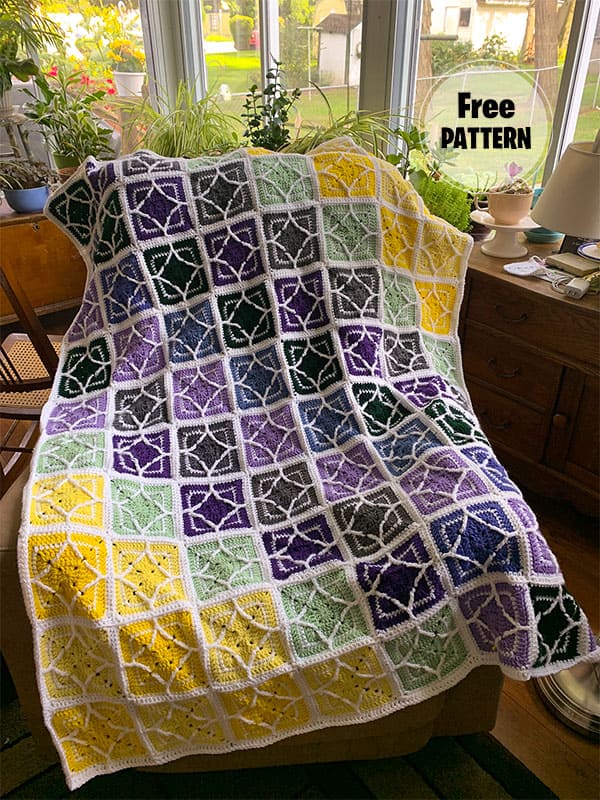 Square Diamond Free Easy Crochet Blanket Pattern PDF