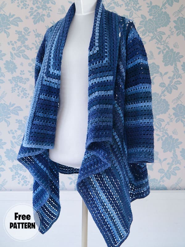 Love For Blue In Autumn Free Crochet Cardigan Pattern