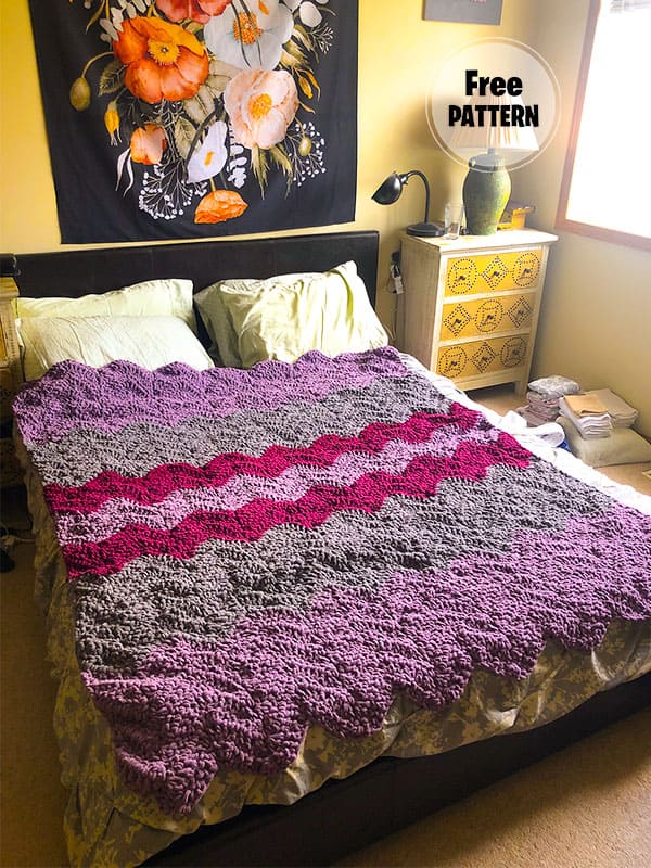 Shades of Pink Crochet Blanket Free Pattern 