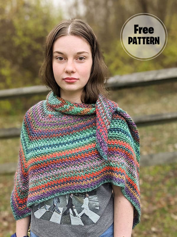 Colorful Free Crochet Pattern For Triangle Shawl
